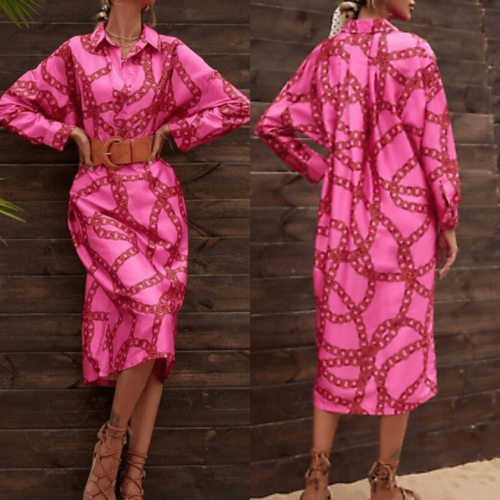 Zara Shirt Dress With Chain Print